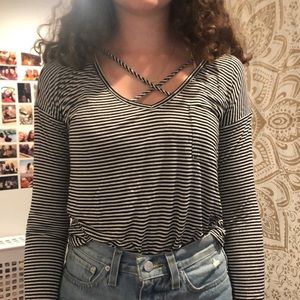 Long sleeve black and white shirt